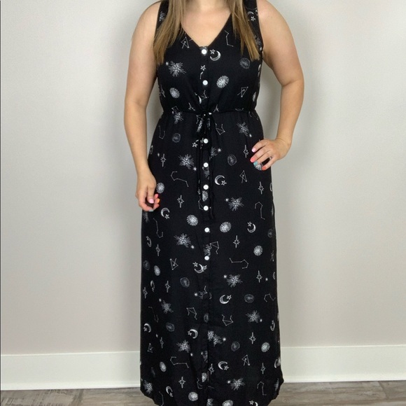Cozy Casual Dresses & Skirts - Written In The Stars Maxi Dress Black S Celestial